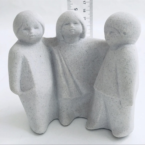 Vintage Marbell Stone Art Sculpture Belgium 3 People (5x3x4.5) MCM - Picture 7 of 8